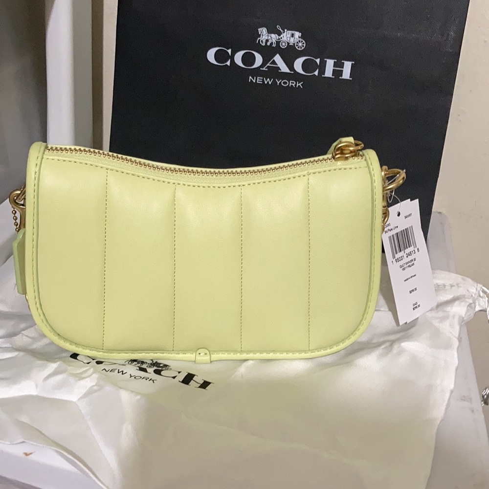 Coach quilted leather Swinger 20 B4/Pale Lime Shoulder bag - Picture 3 of 8